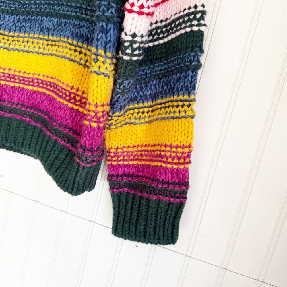 Sundance Size S Color Vibes Striped Chunky Knit Mock Neck Sweater Colorful Boho - Picture 6 of 7